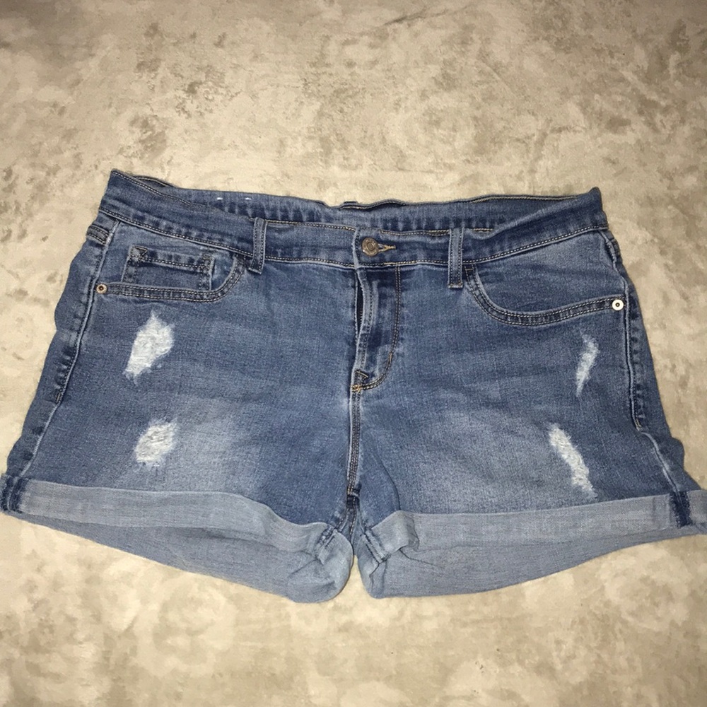 Ripped jean shorts